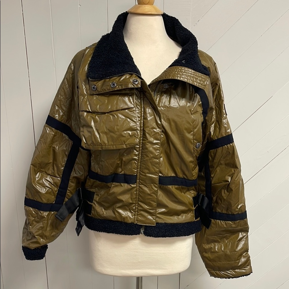 NWT Free People Movement Vagabond Fleece Bomber Jacket in Green Sz-XS $398